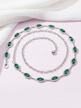 Peora CZ Delicate Halo Green Silver Waist Chain
