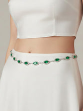 Peora CZ Delicate Halo Green Silver Waist Chain