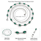 Peora CZ Delicate Halo Green Silver Waist Chain