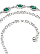 Peora CZ Delicate Halo Green Silver Waist Chain