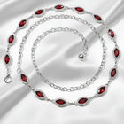 Peora CZ Delicate Halo Ruby Silver Waist Chain