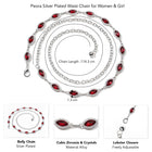 Peora CZ Delicate Halo Ruby Silver Waist Chain
