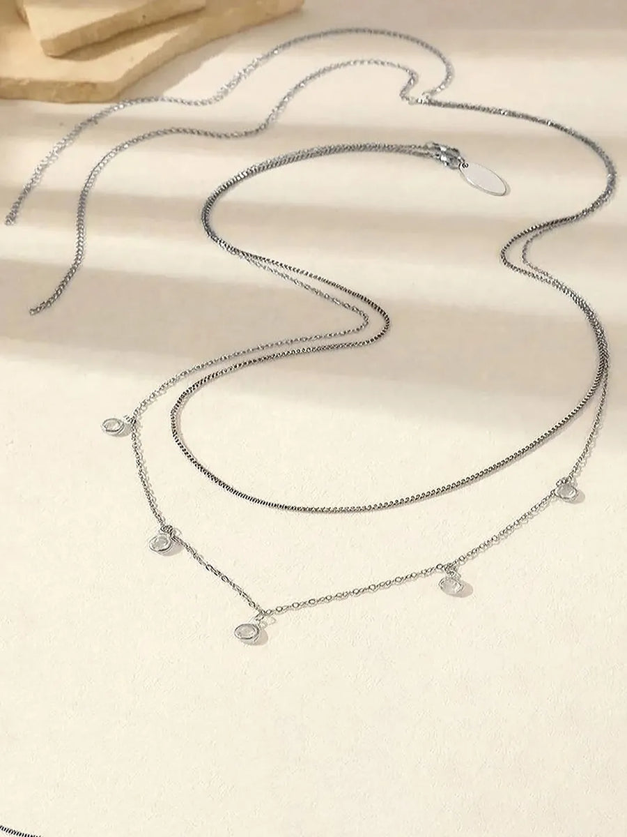Peora Crystal Drop Charm Belly Chain - Silver