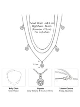 Peora Crystal Drop Charm Belly Chain - Silver