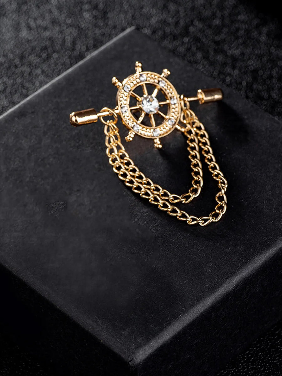 Ship Helm Inspired Brooch for Men