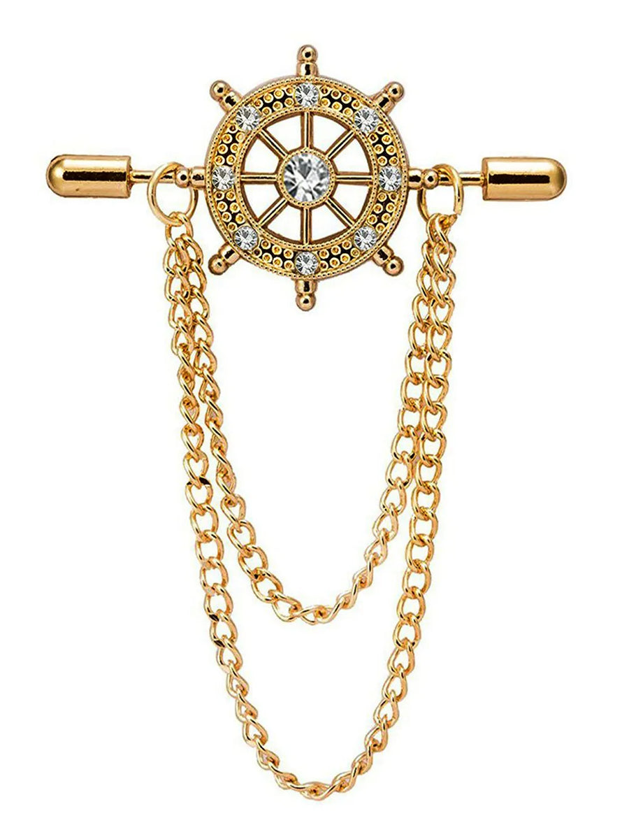 Ship Helm Inspired Brooch for Men