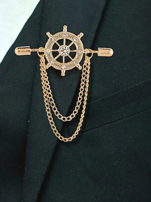 Ship Helm Inspired Brooch for Men