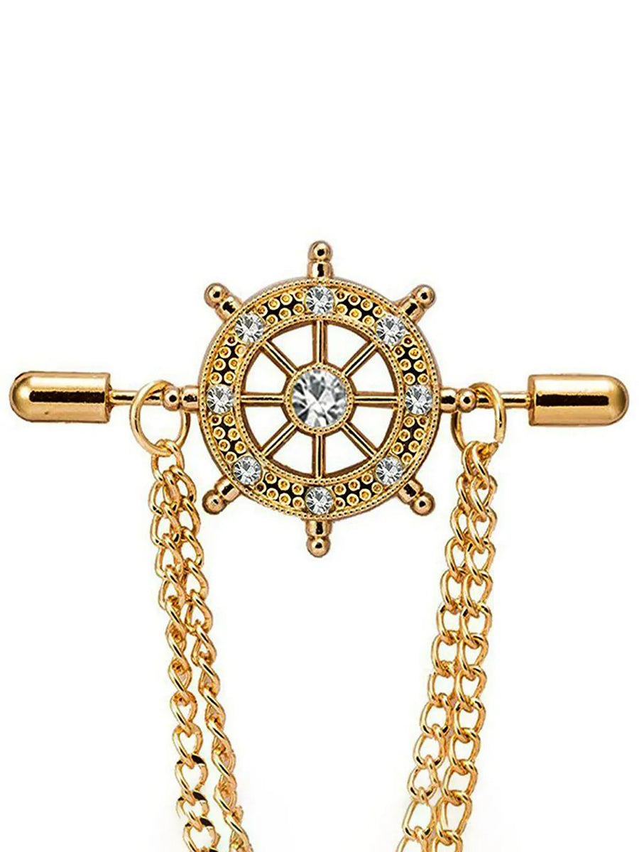 Ship Helm Inspired Brooch for Men