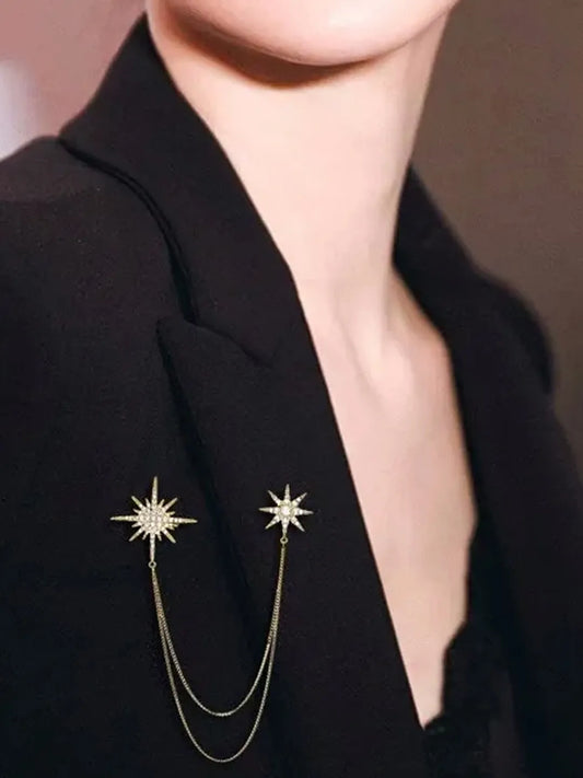 Peora Double Chain Brooch – Elegant & Statement Accessory