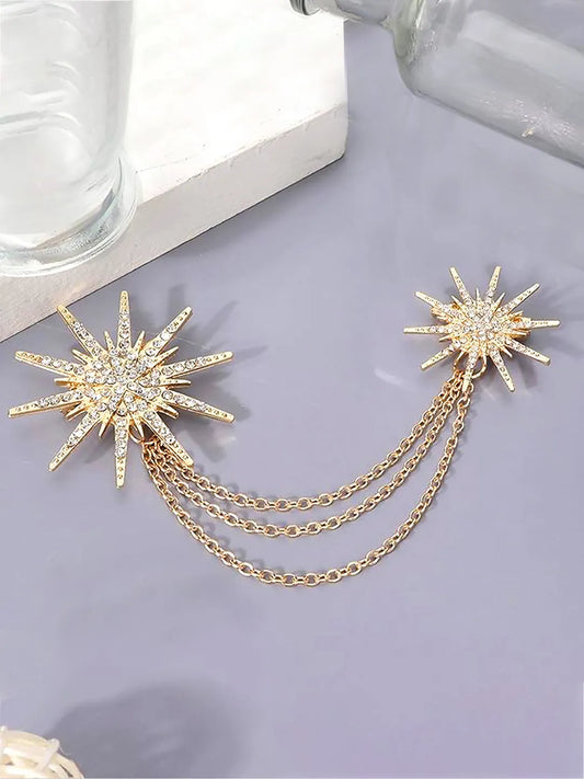 Triple Layer Twinkling Star Brooch - Gold