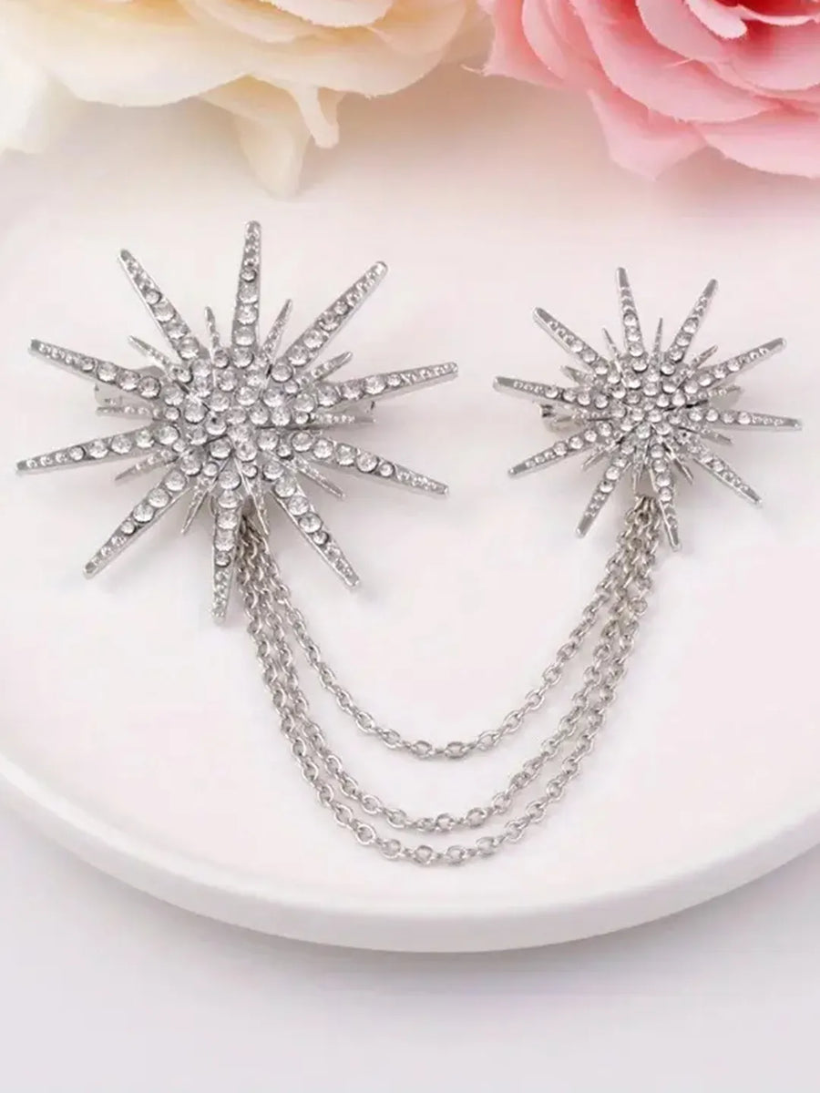 Triple Layer Twinkling Star Brooch - Silver
