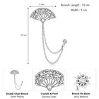 Ornate Fan Filigree CZ Chain Brooch Pin