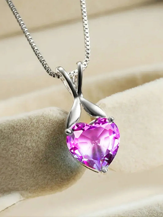 Love Embrace Heart Crystal Pendant Chain