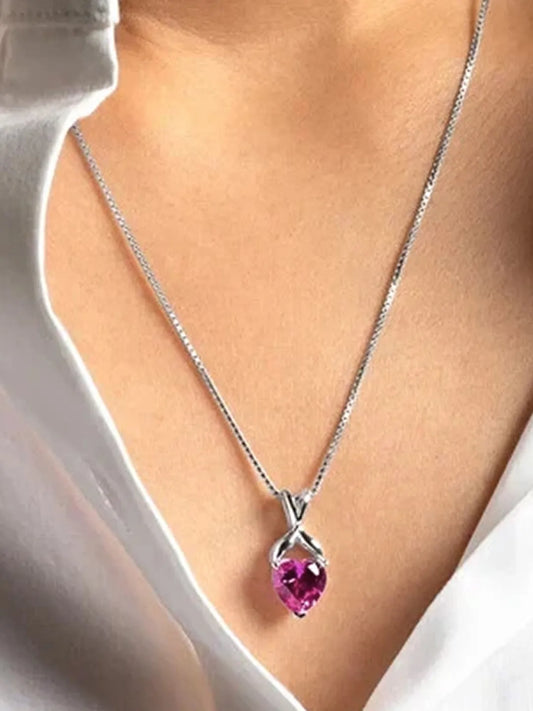 Love Embrace Heart Crystal Pendant Chain