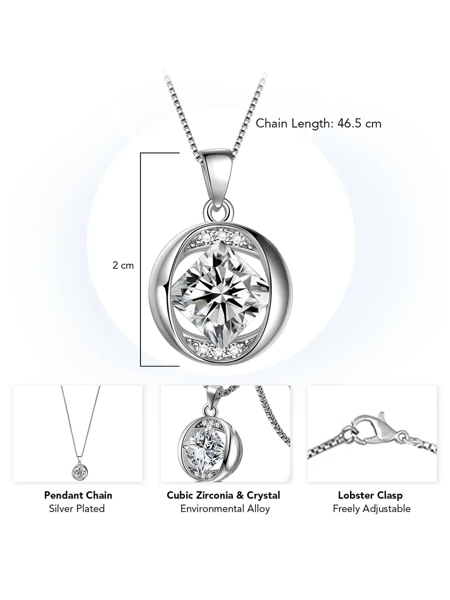 Gleaming Crystal Swirl Pendant Chain