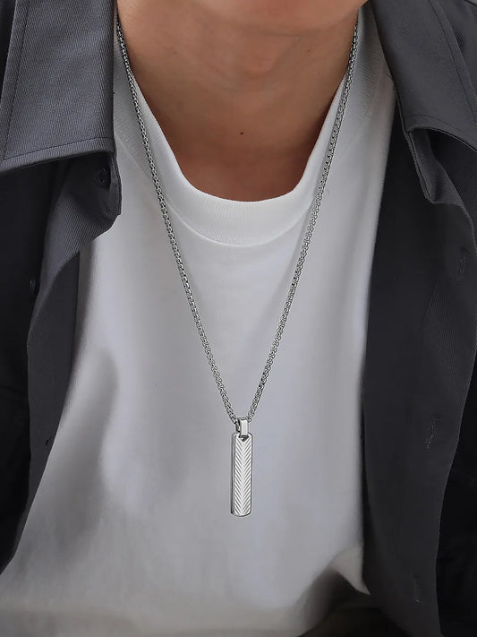 Chevron Cylinder Pattern Pendant Chain