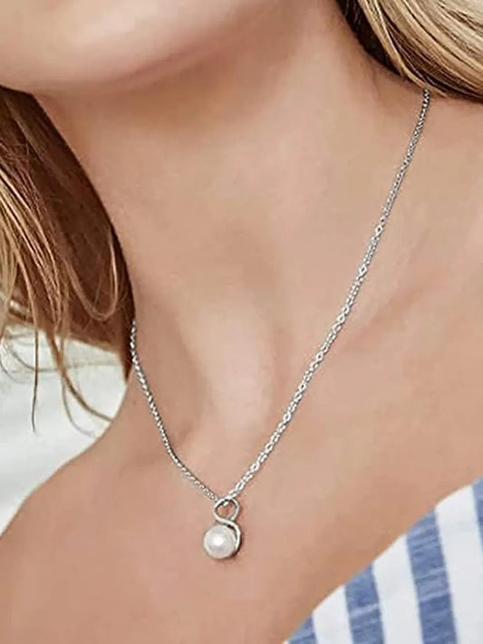 Infinity Pearl Charm Pendant Chain