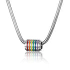Peora Rainbow Stripe Charm Silver Necklace