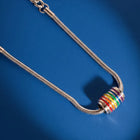 Peora Rainbow Stripe Charm Silver Necklace