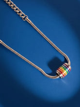 Peora Rainbow Stripe Charm Silver Necklace