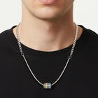 Peora Rainbow Stripe Charm Silver Necklace