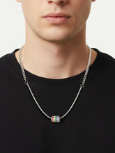 Peora Rainbow Stripe Charm Silver Necklace