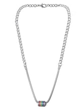Peora Rainbow Stripe Charm Silver Necklace