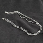Dual Layer Cuban Chain Silver Necklace For Men