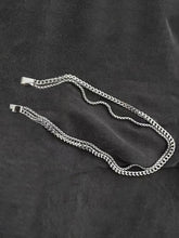 Dual Layer Cuban Chain Silver Necklace For Men