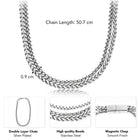 Dual Layer Cuban Chain Silver Necklace For Men