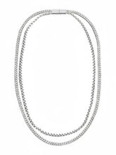 Dual Layer Cuban Chain Silver Necklace For Men