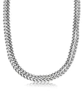 Dual Layer Cuban Chain Silver Necklace For Men