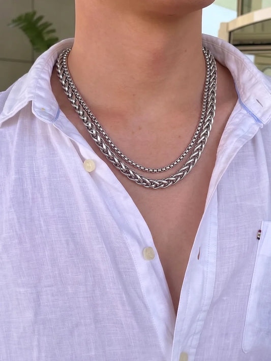 Peora Men's Cuban Chain Necklace - Silver