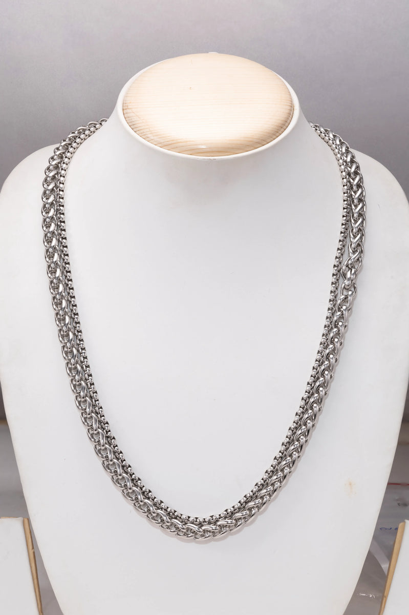 Peora Men's Cuban Chain Necklace - Silver