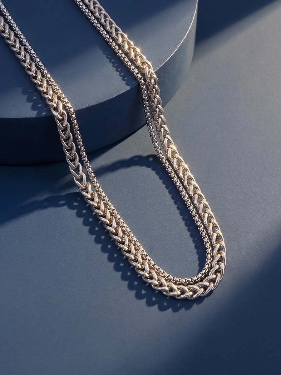 Peora Men's Cuban Chain Necklace - Silver