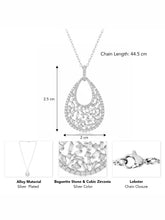 Modern Teardrop Halo Silver Pendant Necklace