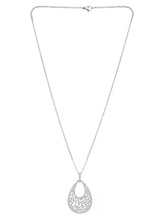 Modern Teardrop Halo Silver Pendant Necklace