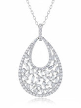 Modern Teardrop Halo Silver Pendant Necklace