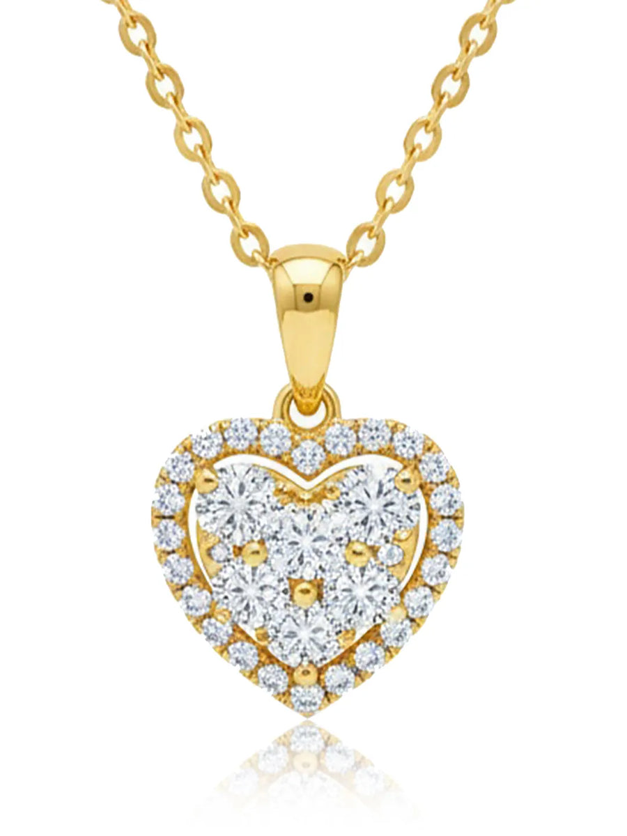 Classic Gold Heart Sparkle Pendant Necklace