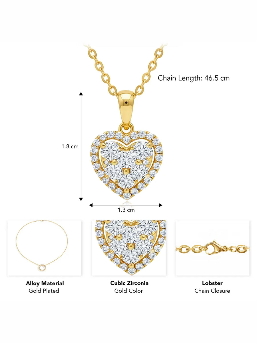 Classic Gold Heart Sparkle Pendant Necklace