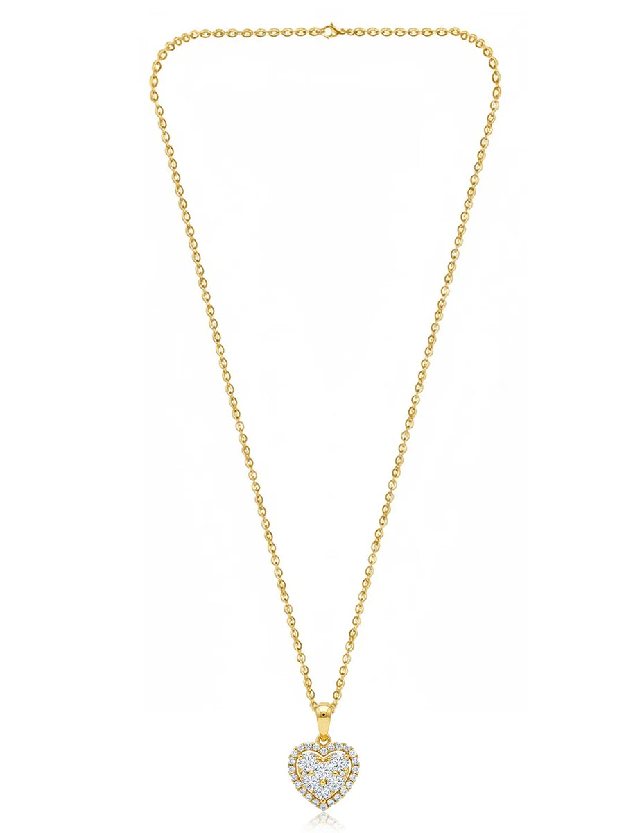 Classic Gold Heart Sparkle Pendant Necklace