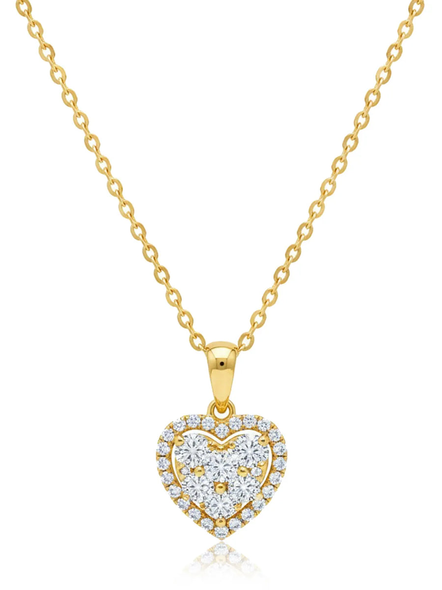 Classic Gold Heart Sparkle Pendant Necklace
