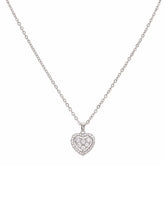 Peora Crystal Heart Pendant Necklace - Silver