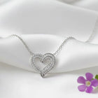 Peora Together Always Heart CZ Silver Necklace