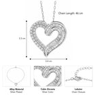 Peora Together Always Heart CZ Silver Necklace
