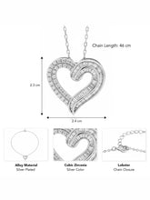 Peora Together Always Heart CZ Silver Necklace