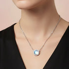 Peora Moonstone Halo Pendant Necklace