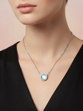 Peora Moonstone Halo Pendant Necklace