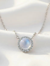 Peora Moonstone Halo Pendant Necklace