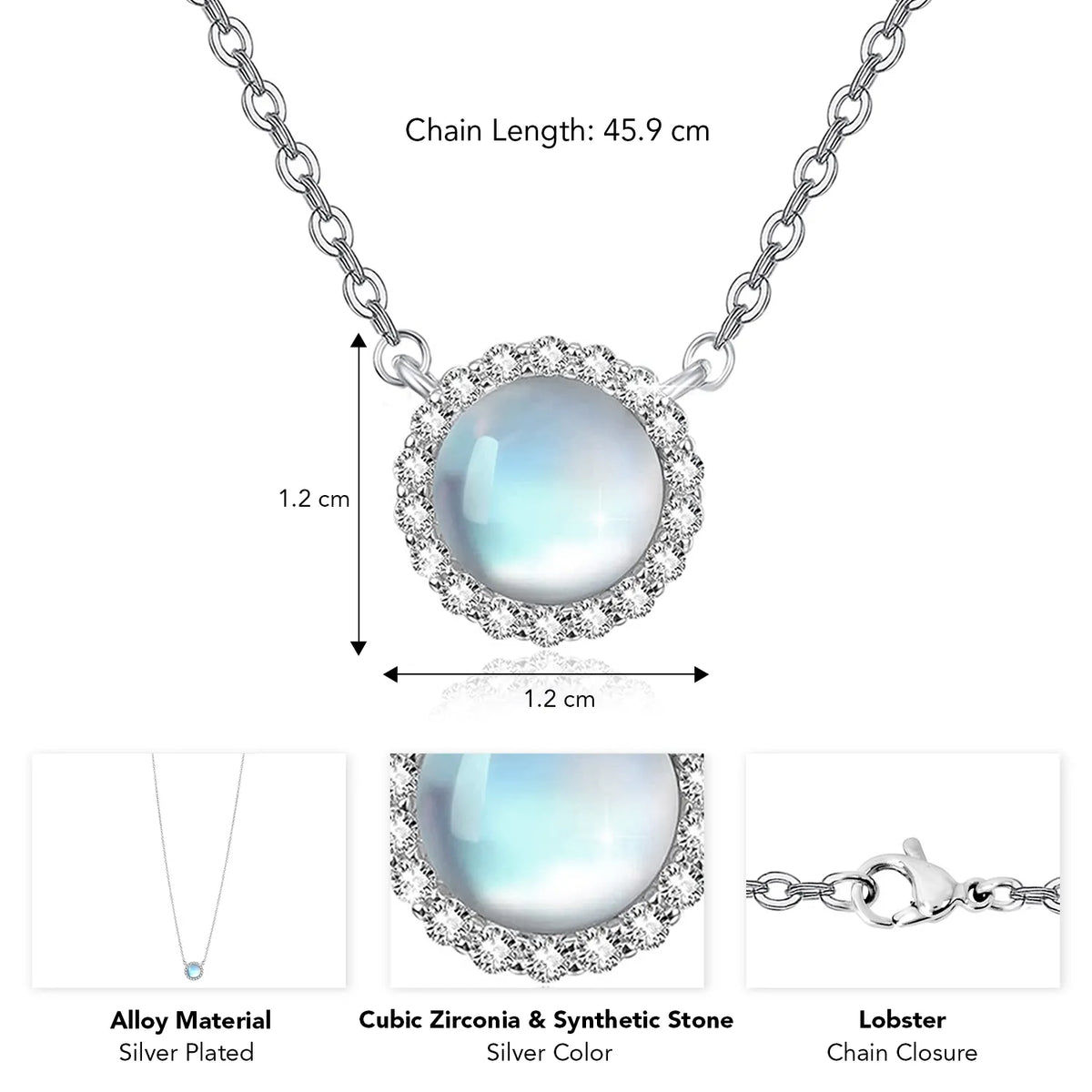 Peora Moonstone Halo Pendant Necklace